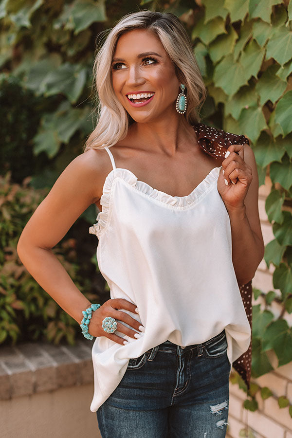 Inner Glow Satin Shift Tank in Cream