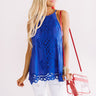 Sunflower Gazing Crochet Tank in Royal Blue Image - 1