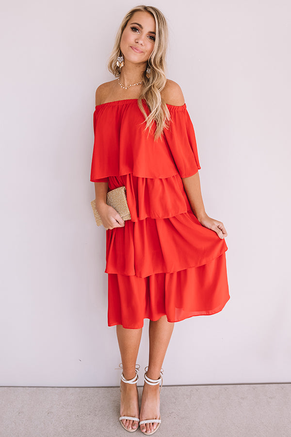 European Romance Tier Dress In Red Image - 1