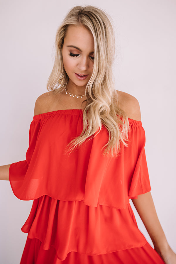 European Romance Tier Dress In Red Image - 2