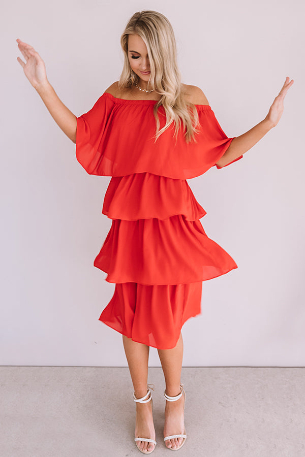 European Romance Tier Dress In Red Image - 4