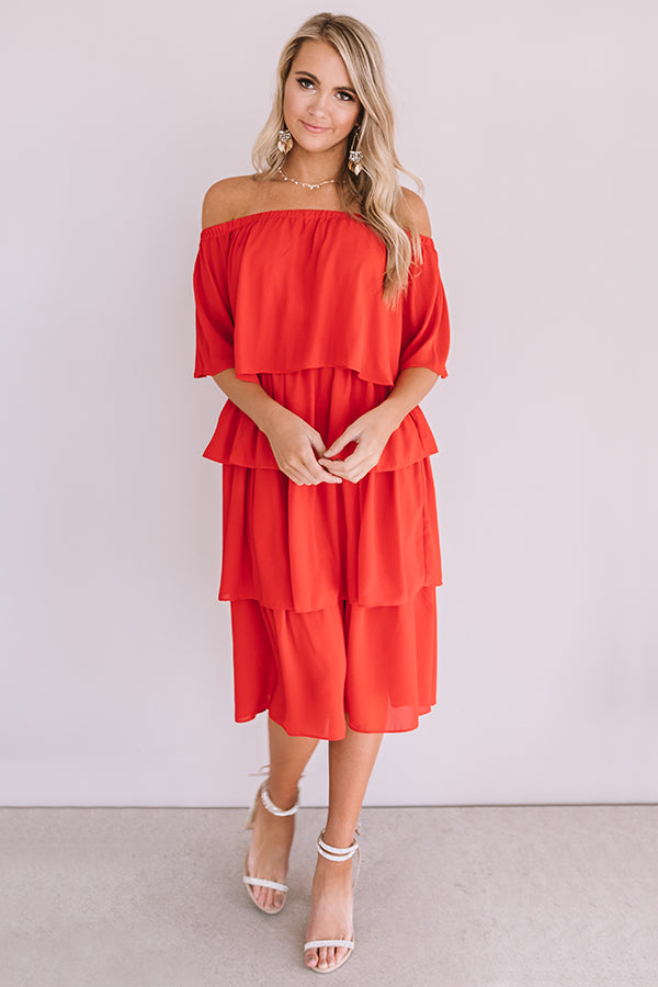 European Romance Tier Dress In Red Image - 3