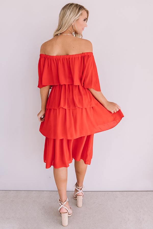 European Romance Tier Dress In Red Image - 5