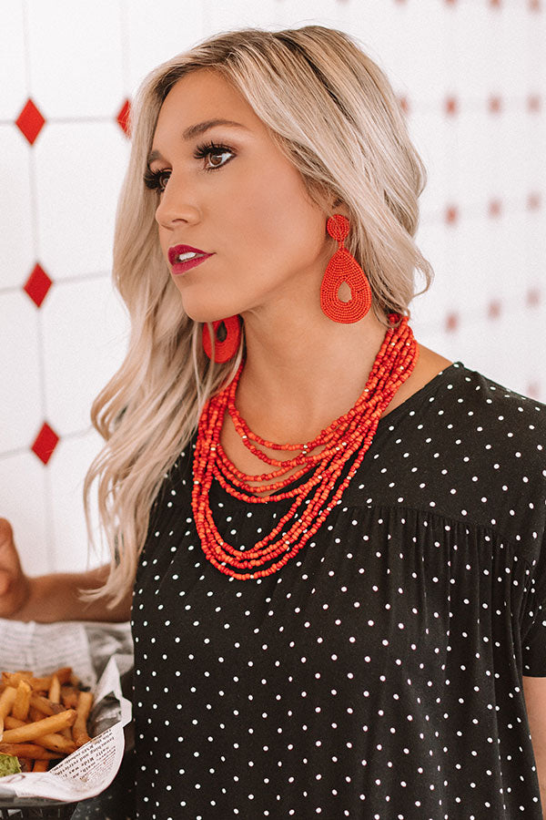 Coachella Valley Sun Beaded Earrings In Red