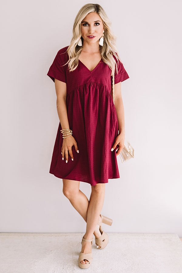 Rooting For You Babydoll Dress in Wine Image - 1
