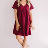 Rooting For You Babydoll Dress in Wine Image - 1