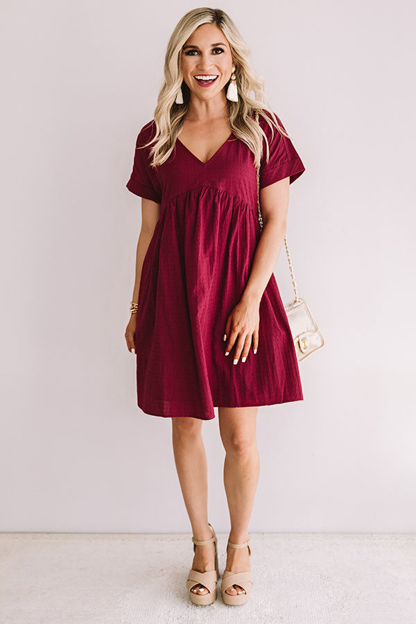Rooting For You Babydoll Dress in Wine Image - 2
