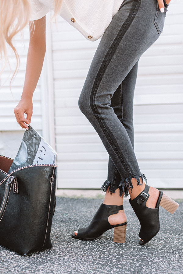 The Pryor Faux Leather Peep Toe Bootie In Black