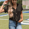 Mocha Mornings Waffle Knit Top In Black Image - 1