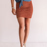 Weekend in NYC Ribbed Velour Skirt in Cinnamon Image - 1