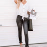 Mocha Mornings Waffle Knit Top In White Image - 1