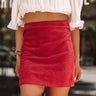 Weekend in NYC Ribbed Velour Skirt in Crimson Image - 1