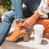The Pryor Faux Leather Peep Toe Bootie In Maple Image - 1