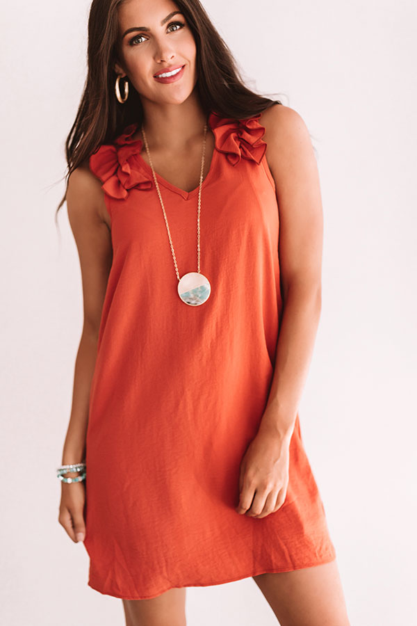 Frolic In France Shift Dress in Rust