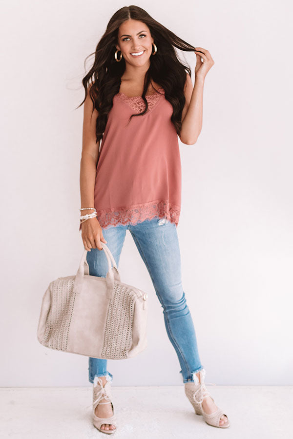 Time For Romance Lace Trim Tank in Dark Blush Image - 2
