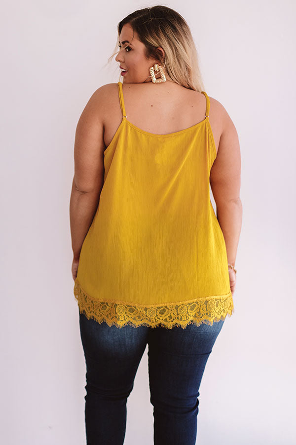 Time For Romance Lace Trim Tank in Mustard Curves Image - 5