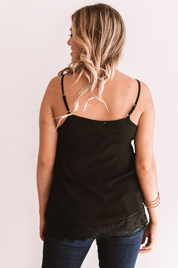 Time For Romance Lace Trim Tank in Black Image - 4
