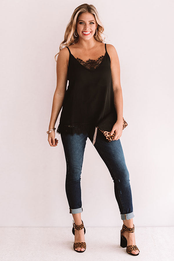Time For Romance Lace Trim Tank in Black Image - 1