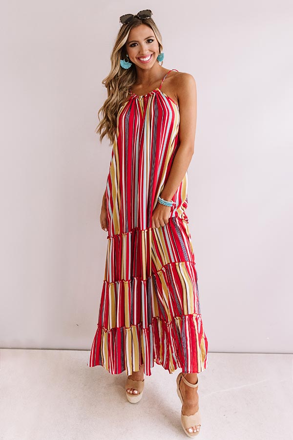 So Meant To Be Stripe Maxi In Red Image - 1