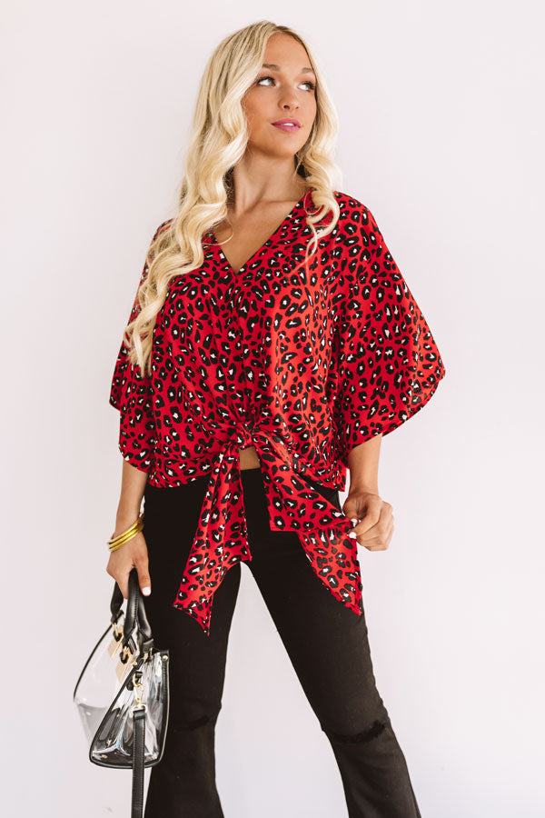 Notoriously Chic Leopard Tie Top In Red Image - 2