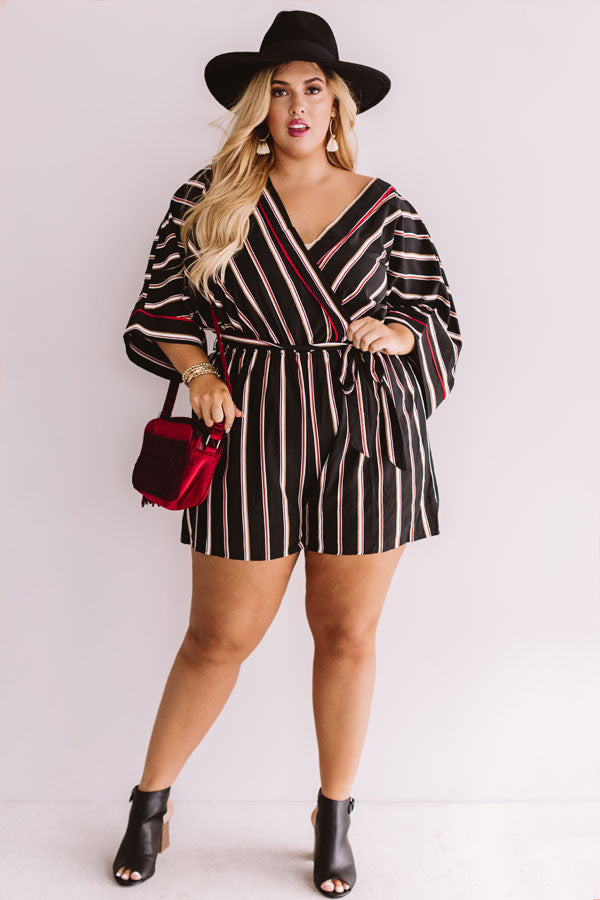 Center Of Chic Stripe Romper  Curves Image - 1