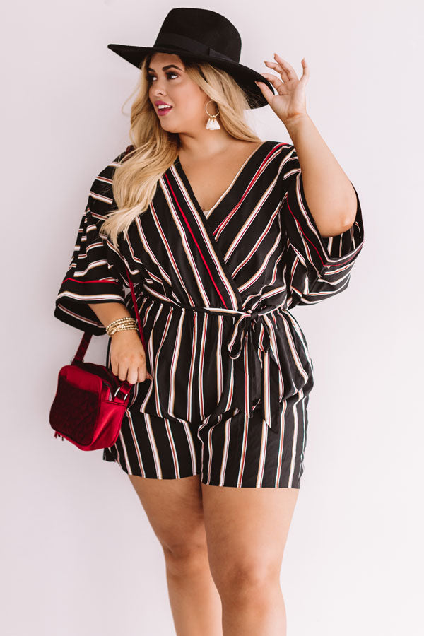 Center Of Chic Stripe Romper  Curves Image - 2