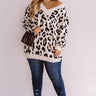 Spotted In Manhattan V-neck Leopard Sweater In Cream Curves Image - 1