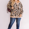 Spotted In Manhattan V-neck Leopard Sweater In Iced Mocha Curves Image - 1