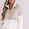 More Lattes, Please Sherpa Pullover In Beige Image - 1