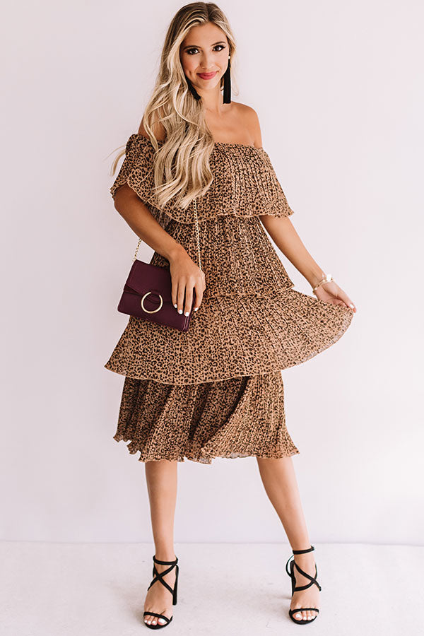 Top Tier Leopard Dress in Brown Image - 2
