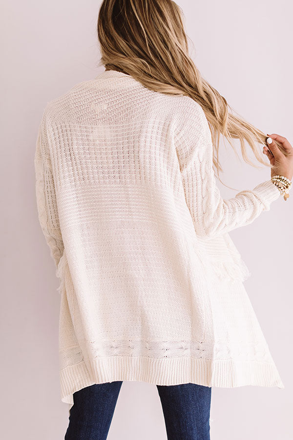 For Now And Forever Knit Cardigan In Ivory Image - 5