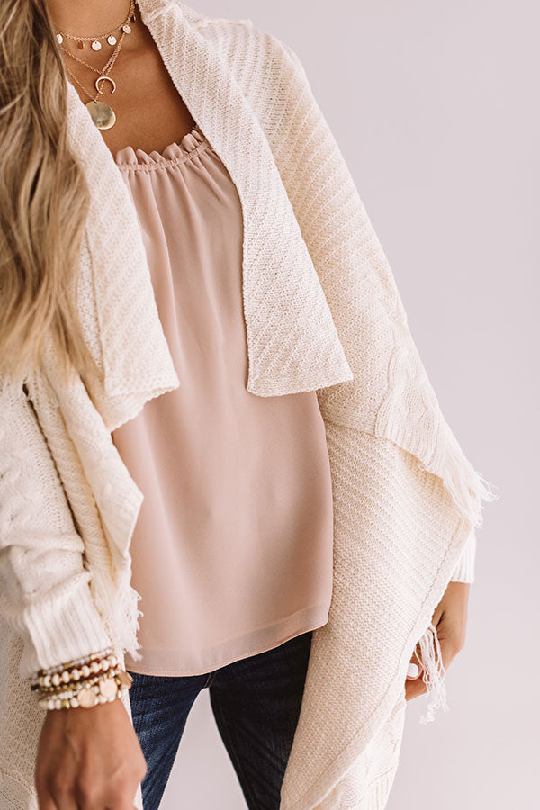 For Now And Forever Knit Cardigan In Ivory Image - 4