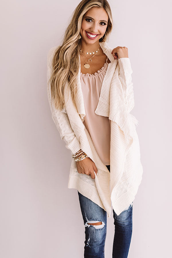 For Now And Forever Knit Cardigan In Ivory Image - 2
