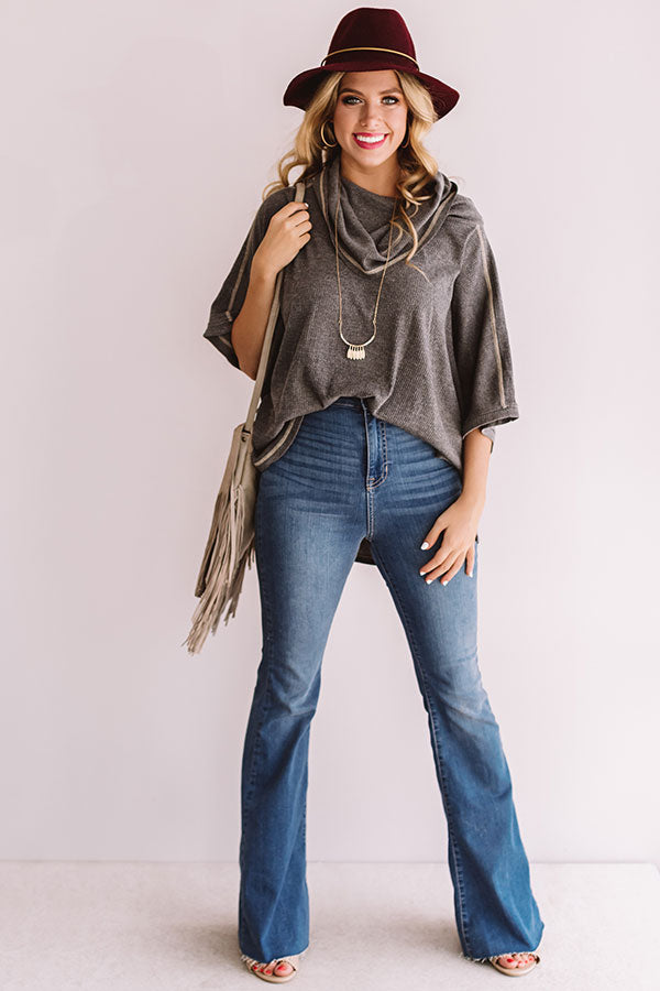 Style Revival Ribbed Shift Top In Slate Image - 1