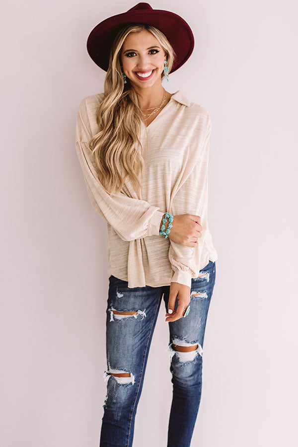 Making It Up As I Go Shift Top In Beige Image - 2