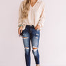 Making It Up As I Go Shift Top In Beige Image - 1