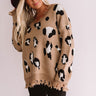 Let The Music Fray Leopard Sweater In Mocha Image - 1