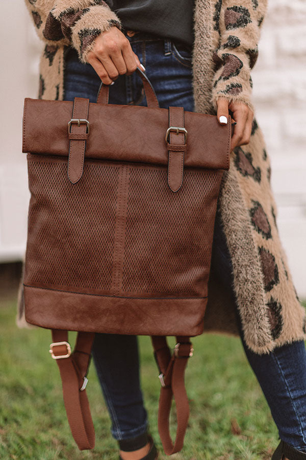 Across The Universe Faux Leather Backpack In Chestnut