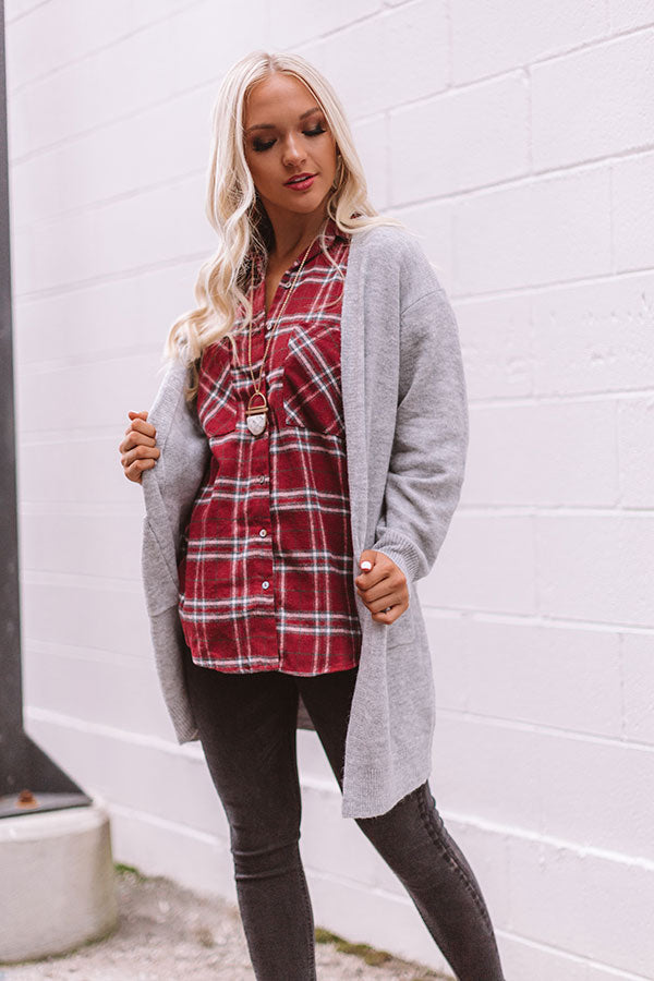Better With Vino Cardigan In Grey