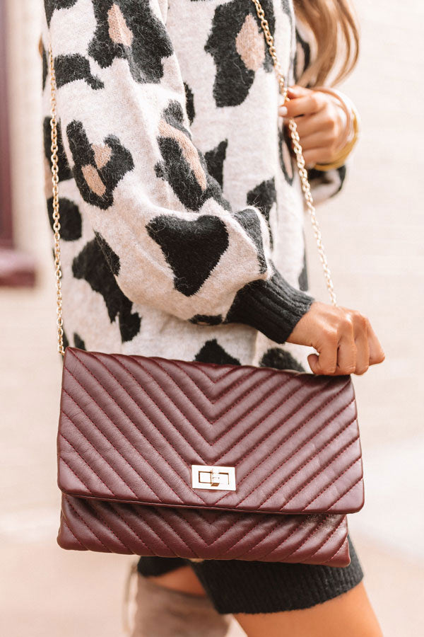 Delicate Details Faux Leather Clutch in Windsor Wine Image - 1