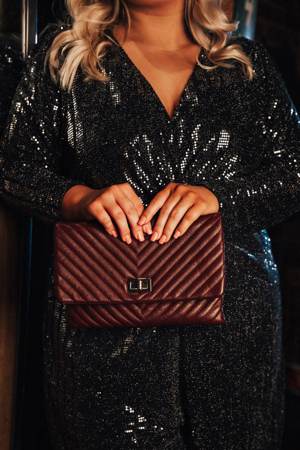 Delicate Details Faux Leather Clutch in Windsor Wine Image - 4