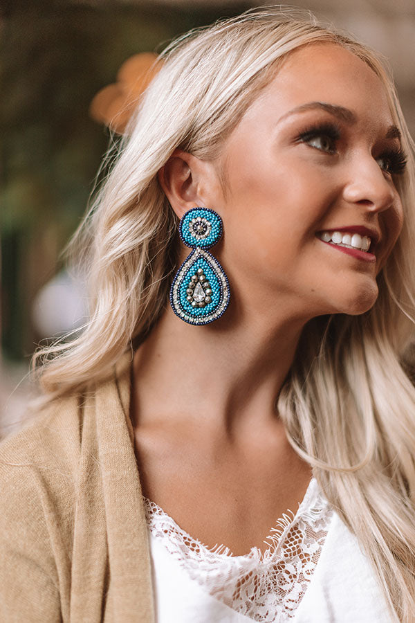 Pinot Party Beaded Earrings in Turquoise