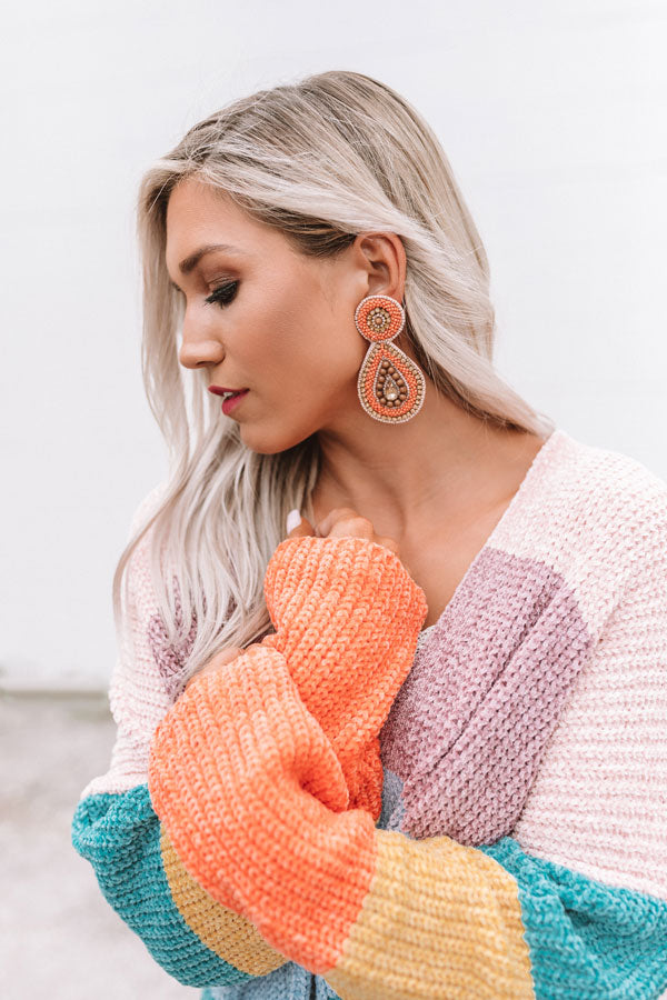 Pinot Party Beaded Earrings in Persimmon Image - 1