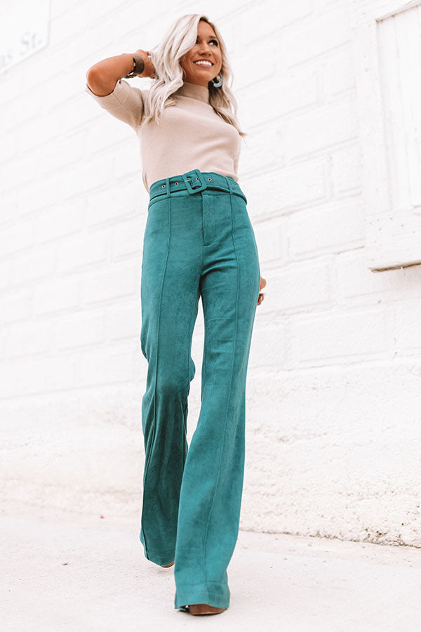 The Essie High Waist Faux Suede Flare in Teal