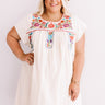 Divine Details Embroidered Shift Dress In Cream Curves Image - 1
