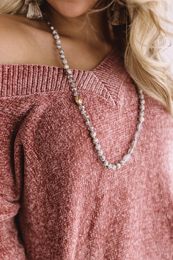Classic Times Semi Precious Necklace In Grey