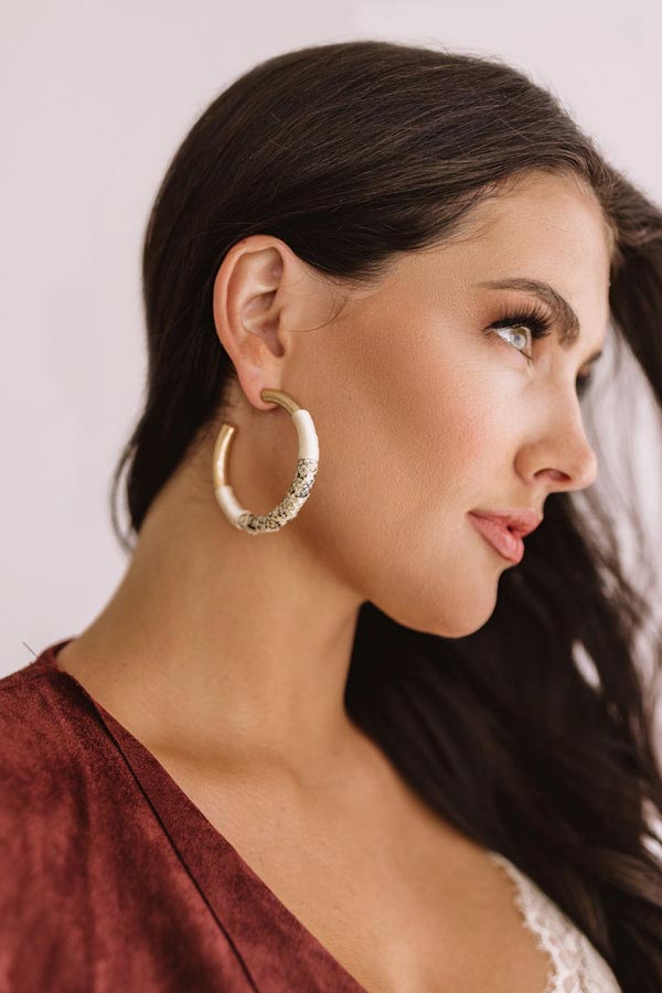 Your Biggest Fan Snake Print Earrings In Stone Image - 3