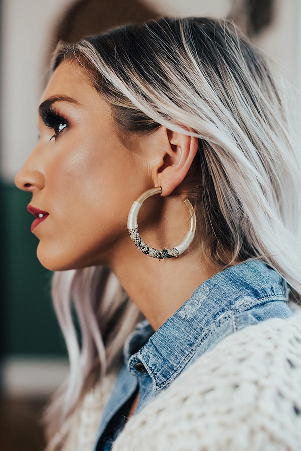 Your Biggest Fan Snake Print Earrings In Stone Image - 1