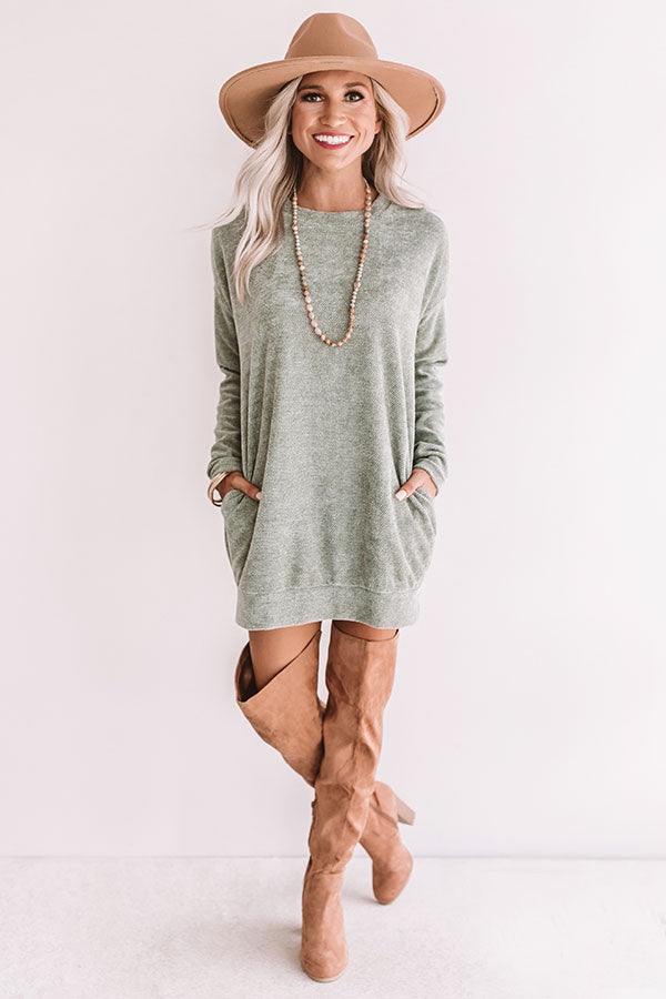 Street Style Tunic Sweater In Sage
