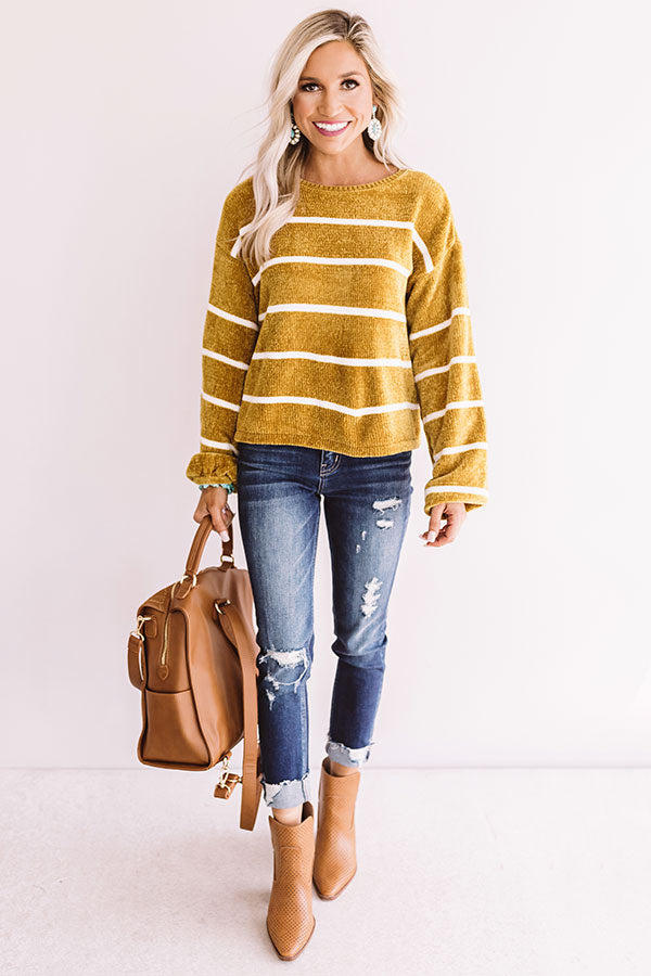 Pumpkin Spice Everything Chenille Sweater in Mustard Image - 1
